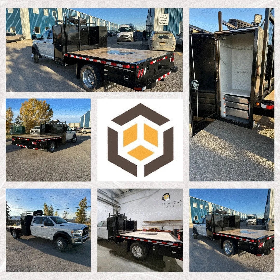 Core Fabrication logo in centre of collage of past projects